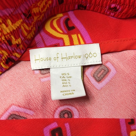 House of Harlow 1960 Red Banana Print Open Back Beaded Strap Dress Size Small - Picture 10 of 10